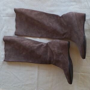 Suede Pointed Toe Wedge Boots